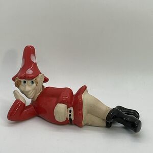 The Potting Shef Red and Cream Ceramic Elf Figurine